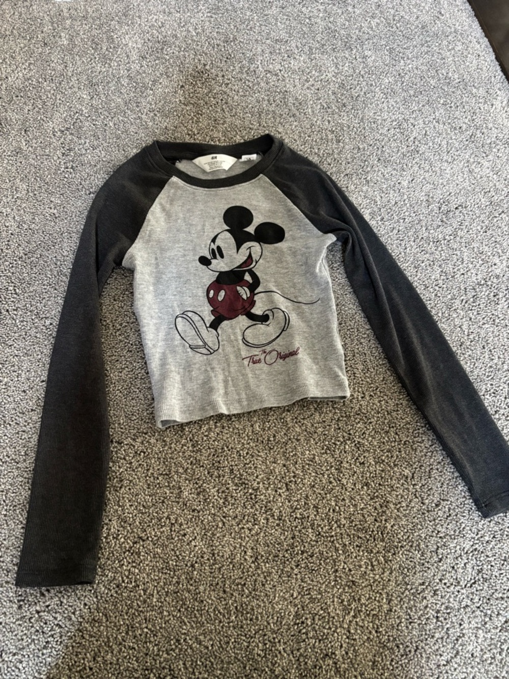 H&M - Disney Gray & Black Mickey Mouse Raglan Kids Top